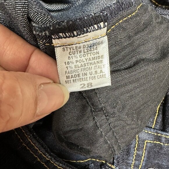 Era of Chaos Dark Wash‎ Denim Straight Leg Skinny Stretch Button Fly Overalls 28 - Picture 9 of 12